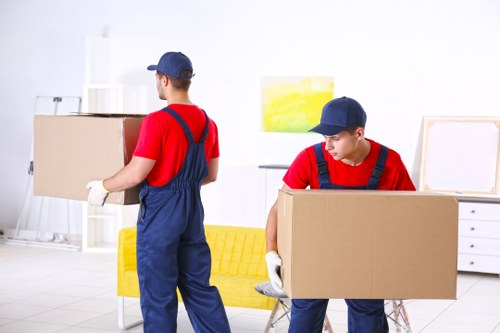 Man with van team preparing goods safely for transport
