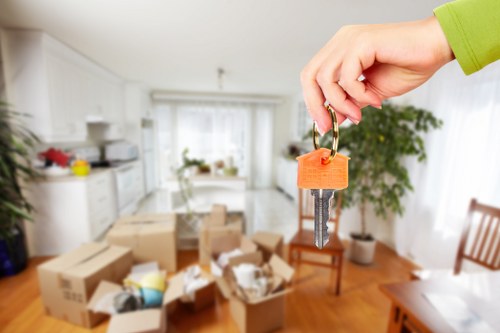Careful packing of household items for a move in Longford
