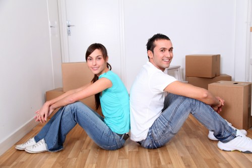 Packed boxes and furniture prepared for transport in Longford